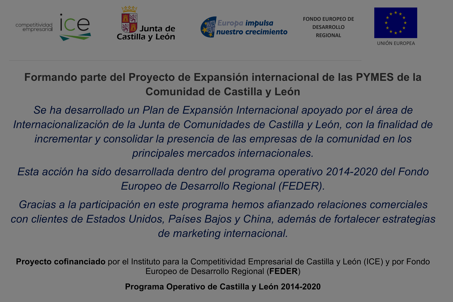 Proyecto de Expansión internacional de las PYMES de la Comunidad de Castilla y León